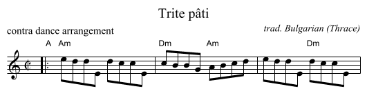 Trite p&acirc;ti - staff notation