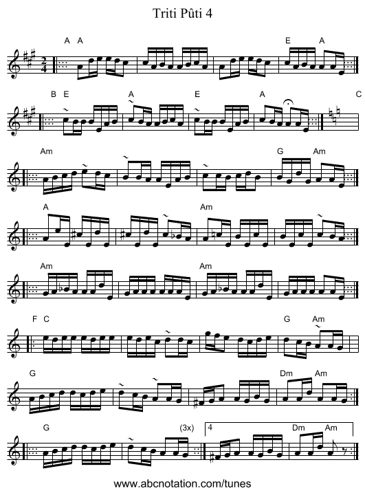 Triti P&ucirc;ti 4 - staff notation