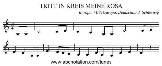 TRITT IN KREIS MEINE ROSA - staff notation