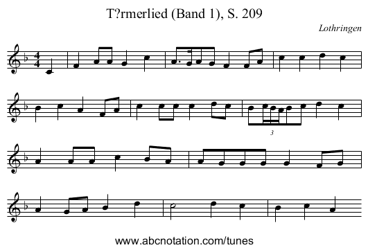 T?rmerlied (Band 1), S. 209 - staff notation