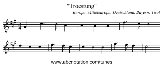 Troestung - staff notation