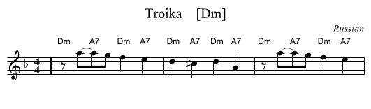 Troika    [Dm] - staff notation