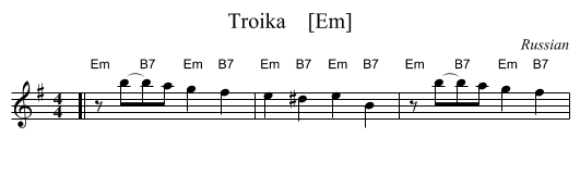 Troika    [Em] - staff notation