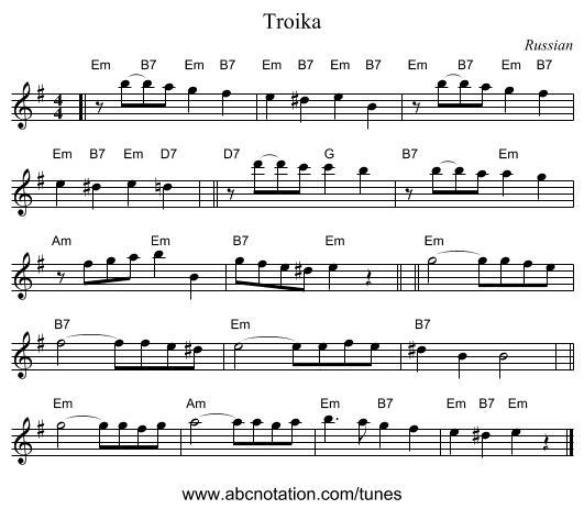 Troika - staff notation