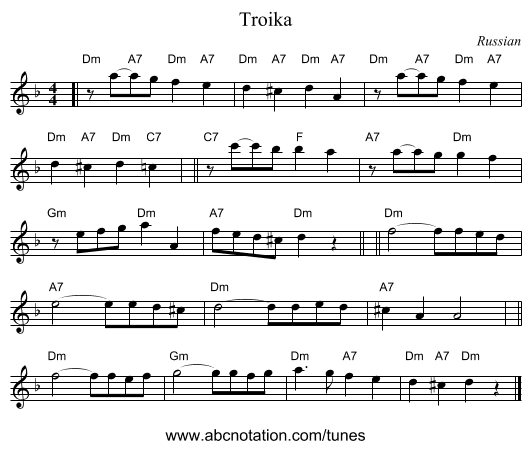 Troika - staff notation