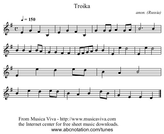 Troika - staff notation