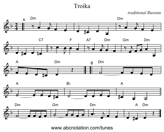 Troika - staff notation