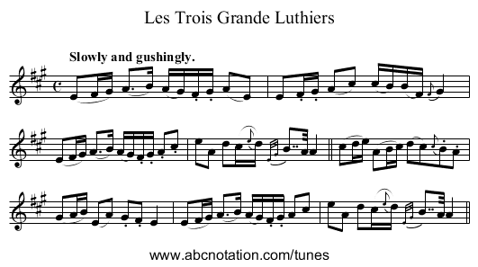 Trois Grande Luthiers, Les - staff notation