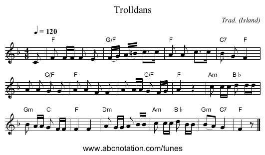 Trolldans - staff notation