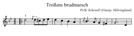 Trollens brudmarsch - staff notation