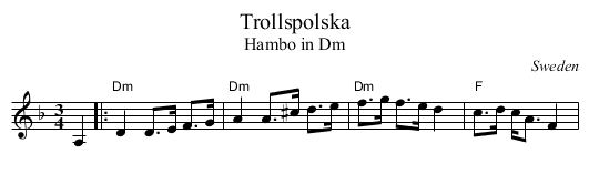 Trollspolska - staff notation