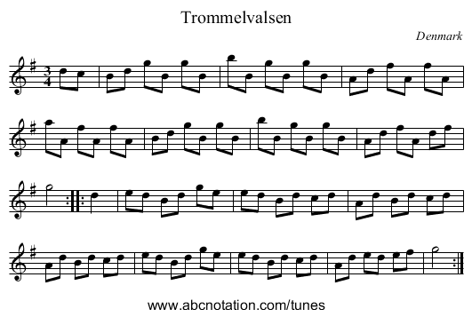 Trommelvalsen - staff notation