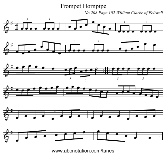 Trompet Hornpipe - staff notation