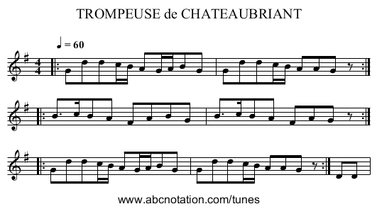 TROMPEUSE de CHATEAUBRIANT - staff notation