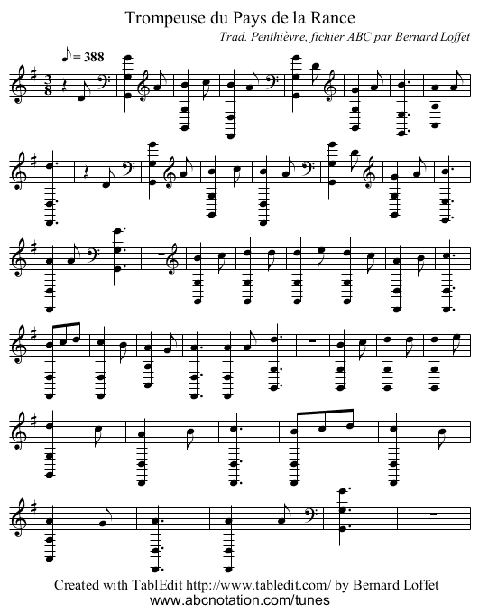 Trompeuse du Pays de la Rance - staff notation