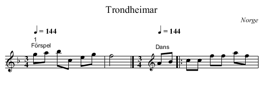 Trondheimar - staff notation