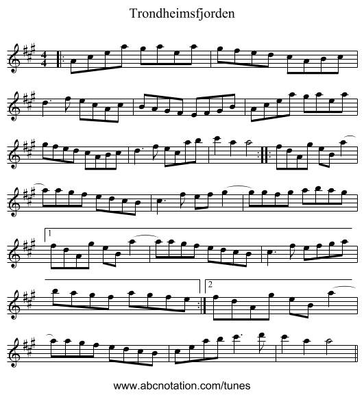 Trondheimsfjorden - staff notation