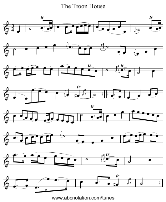 Troon House, The - staff notation