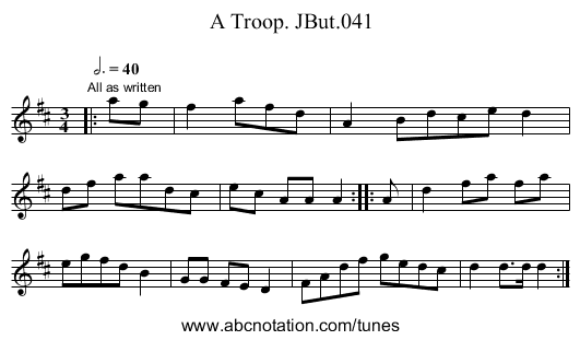 Troop. JBut.041, A - staff notation