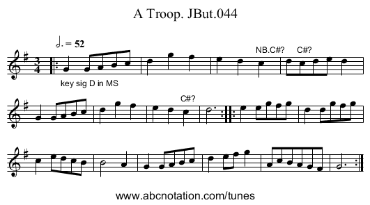 Troop. JBut.044, A - staff notation