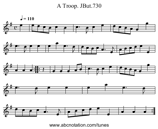 Troop. JBut.730, A - staff notation