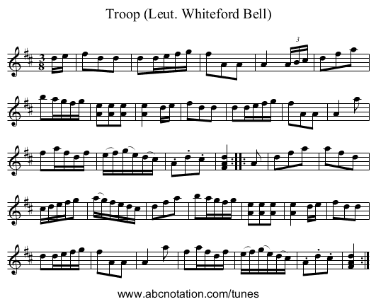 Troop (Leut. Whiteford Bell) - staff notation