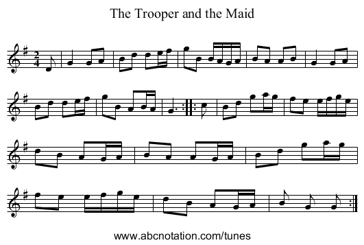 Trooper and the Maid, The - staff notation
