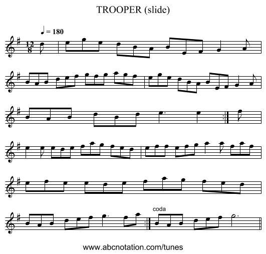 TROOPER (slide) - staff notation