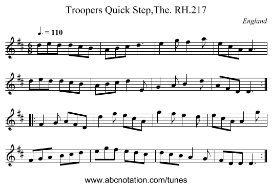 Troopers Quick Step,The. RH.217 - staff notation