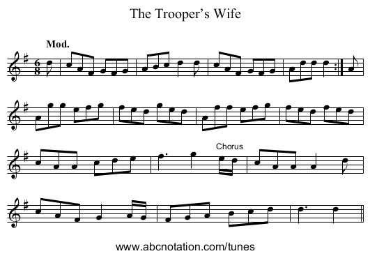Trooper’s Wife, The - staff notation