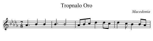Tropnalo Oro - staff notation