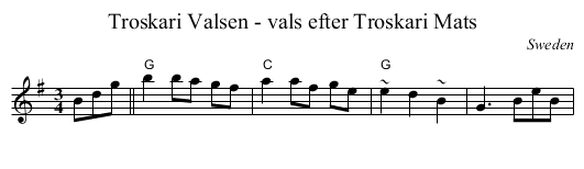 Troskari Valsen - vals efter Troskari Mats - staff notation
