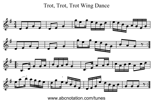 Trot, Trot, Trot Wing Dance - staff notation