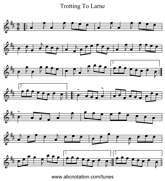 Trotting To Larne - staff notation