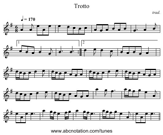 Trotto - staff notation