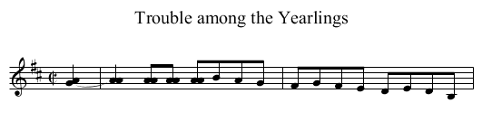 Trouble among the Yearlings - staff notation