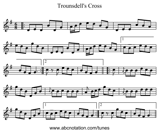 Trounsdell's Cross - staff notation