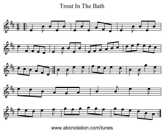 Trout In The Bath - staff notation