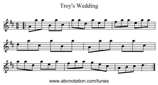 Troy's Wedding - staff notation