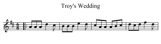Troy's Wedding - staff notation