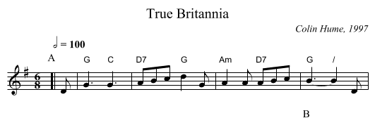 True Britannia - staff notation