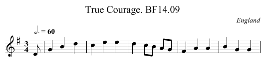True Courage. BF14.09 - staff notation