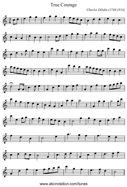 True Courage - staff notation