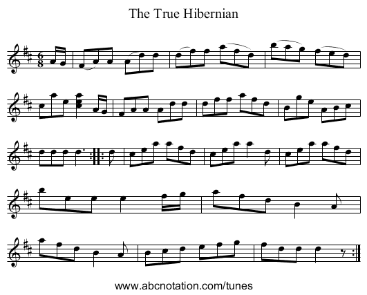 True Hibernian, The - staff notation