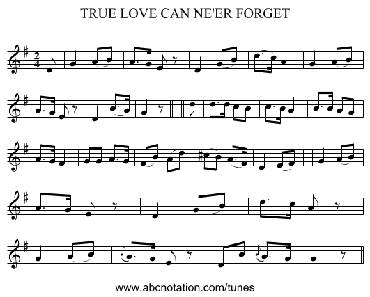 TRUE LOVE CAN NE'ER FORGET - staff notation