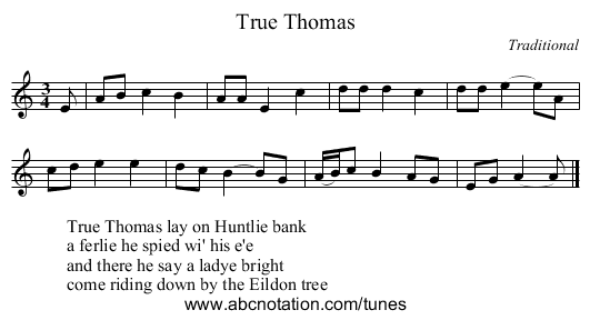 True Thomas - staff notation