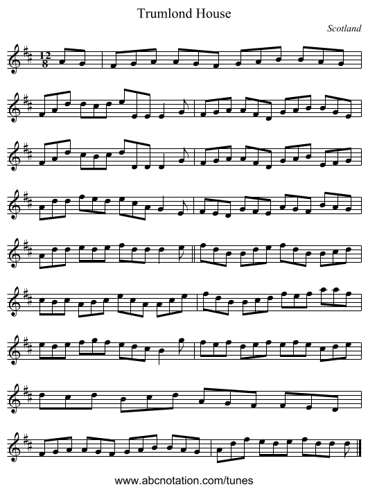 Trumlond House - staff notation