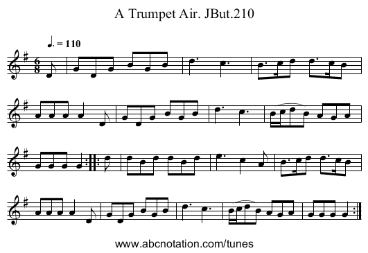 Trumpet Air. JBut.210, A - staff notation