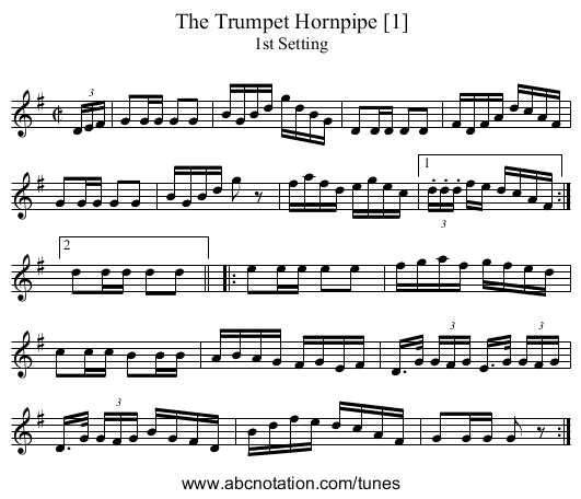 Trumpet Hornpipe [1], The - staff notation