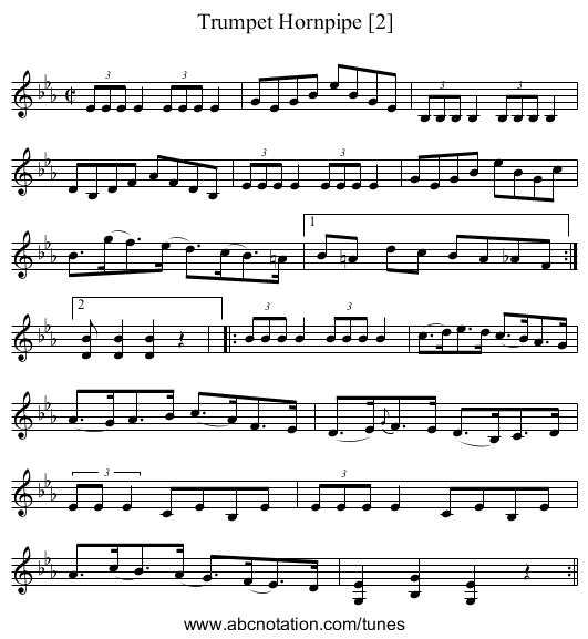 Trumpet Hornpipe [2] - staff notation